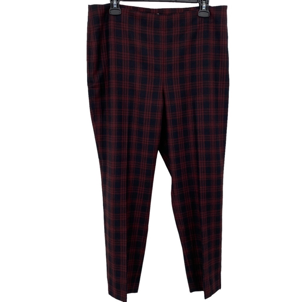 Talbots Red Black Plaid Wool Blend Heritage Pants Side Zipper Women’s Size 12P